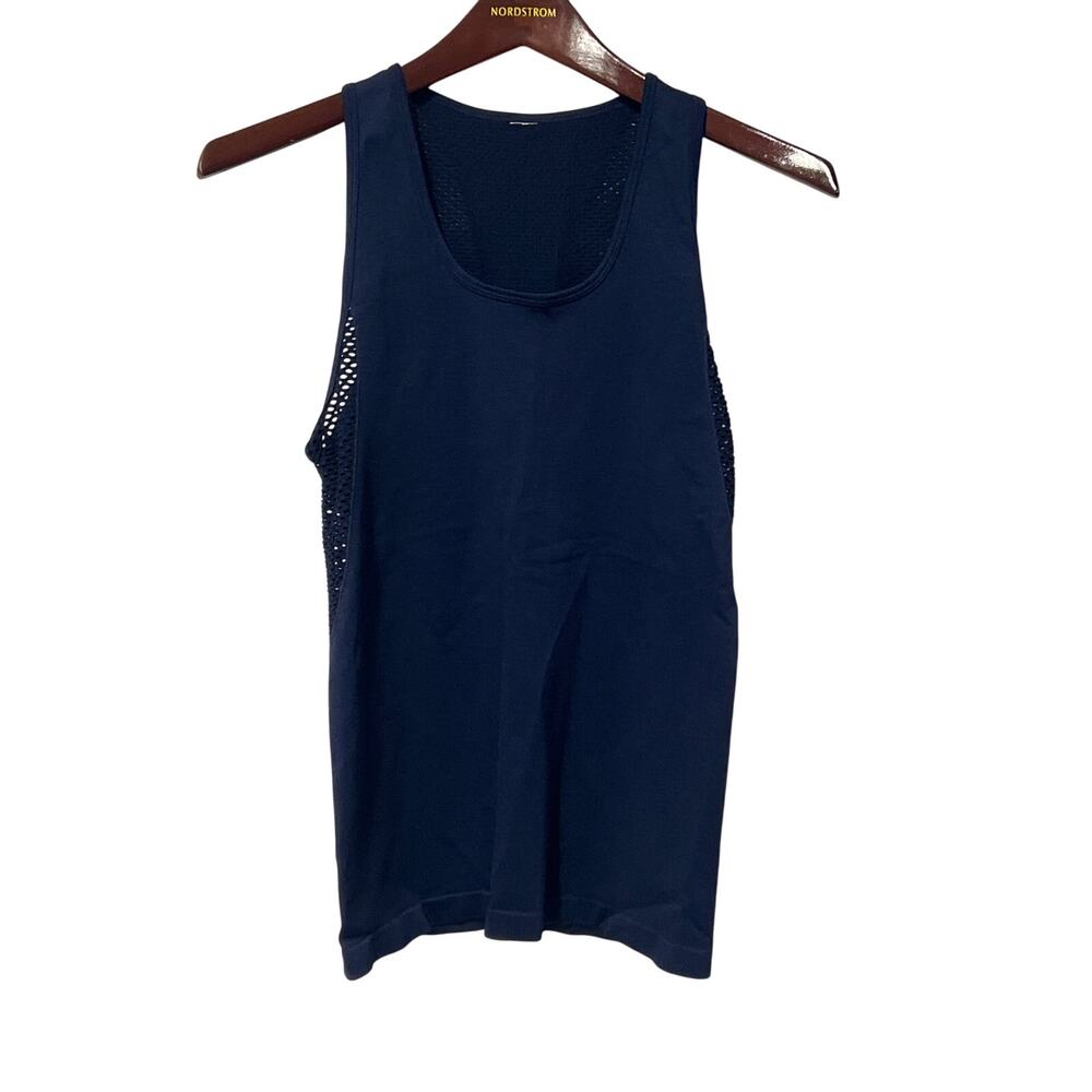 Fabletics Navy Mesh-Back Racerback Tank Top - Picture 4 of 5
